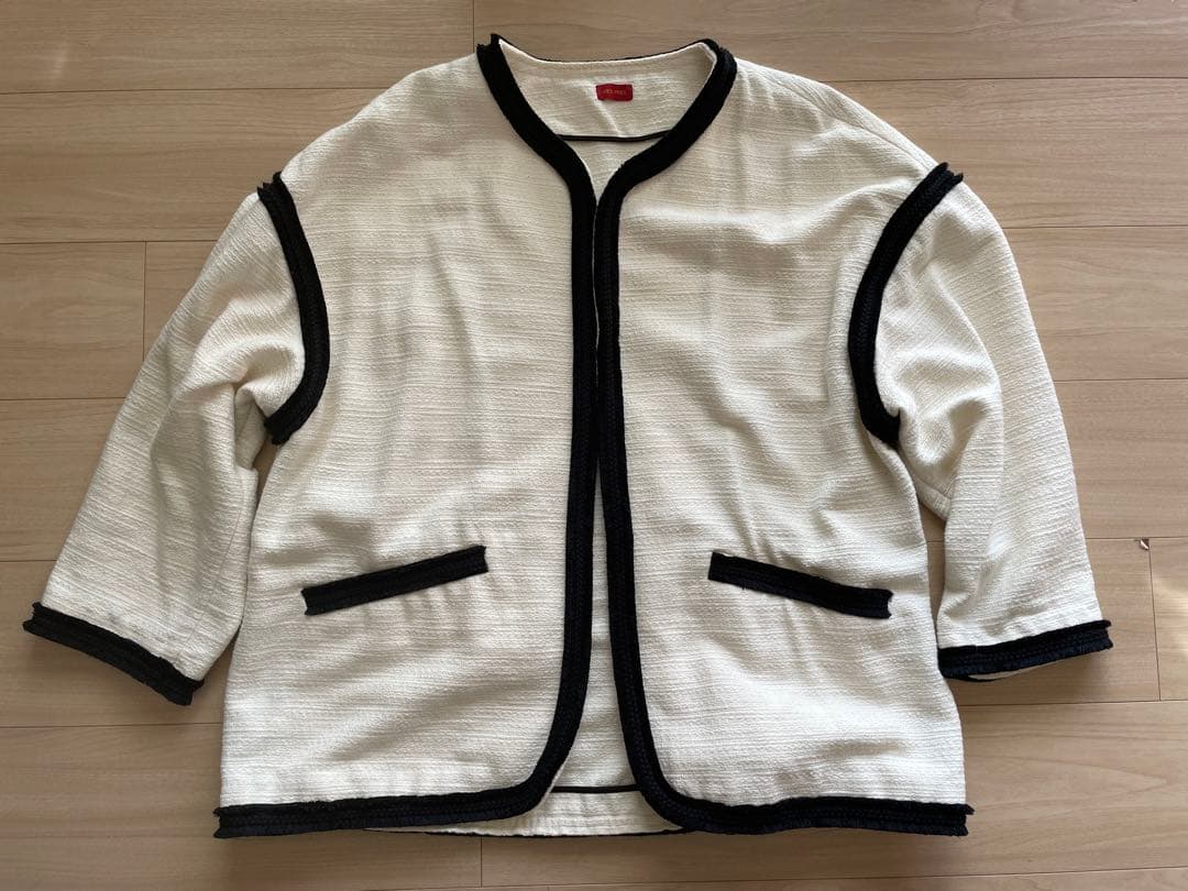 DES PRES コットンナイロンツイード ノーカラーショートコート