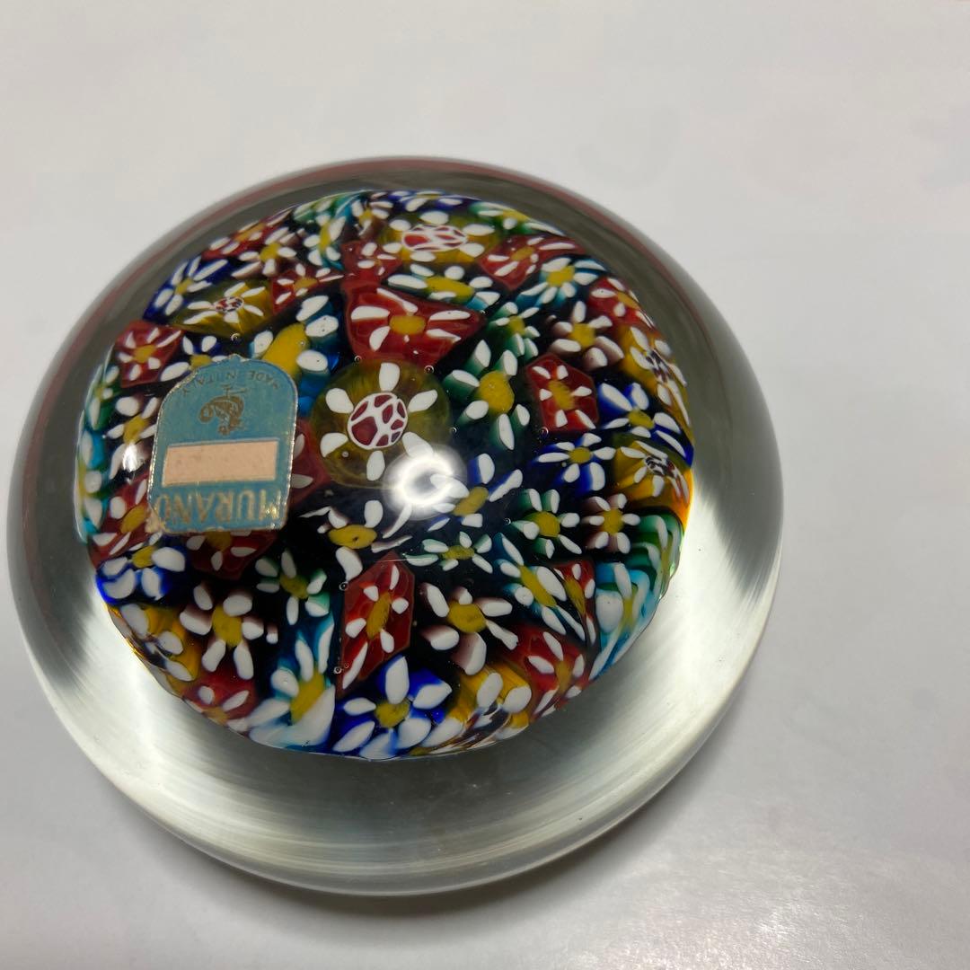 イタリア製ムラーノガラス　ミルフィオリ　ペーパーウエイト文鎮　レトロ　ビンテージ