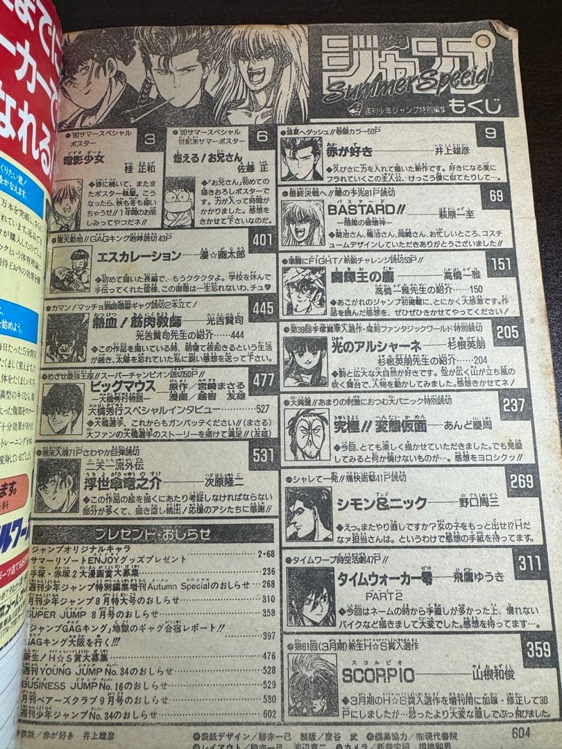 少年ジャンプ特別編集 SummerSpecial 1990年 赤が好き