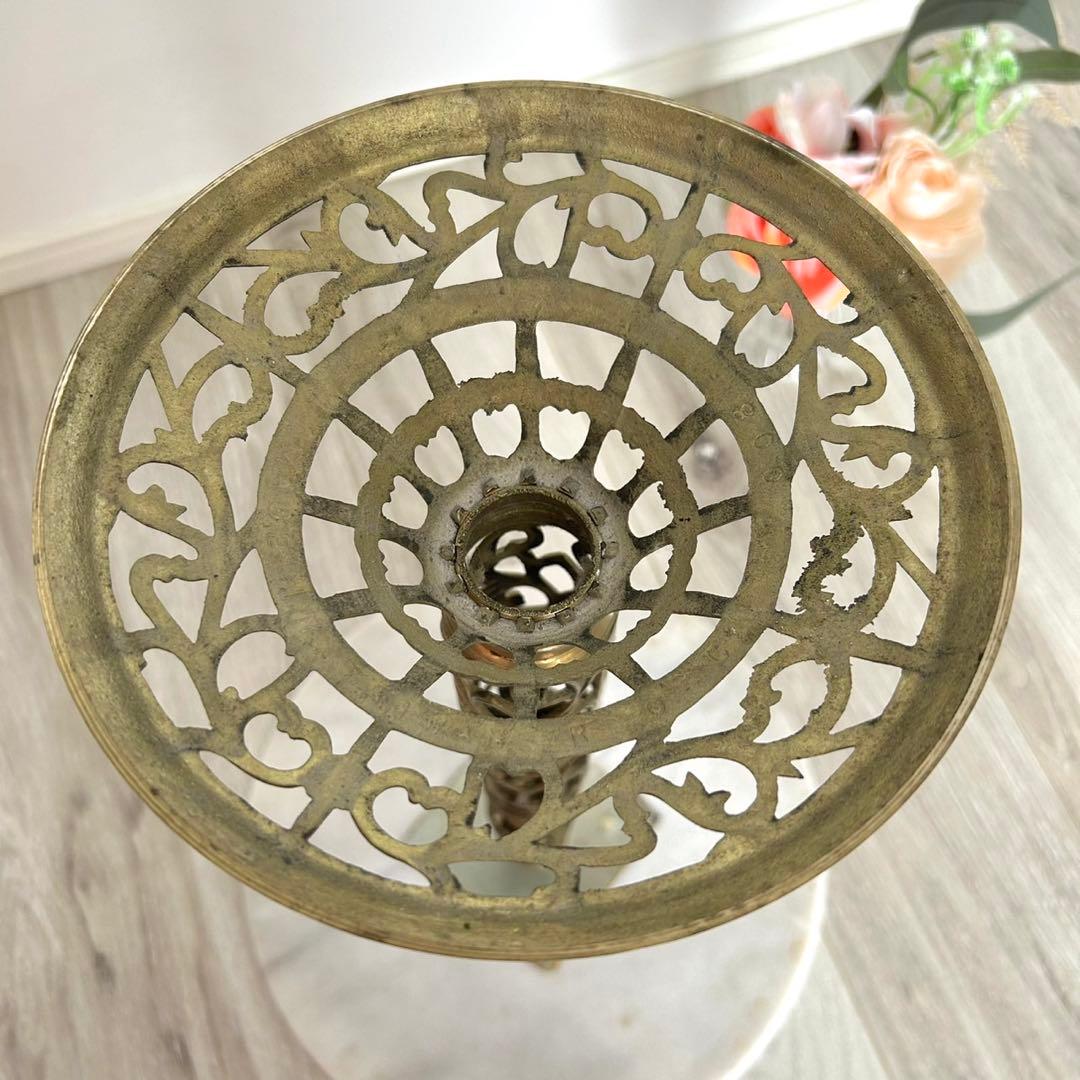 アンティーク 真鍮製 ヴィンテージ 大理石 サイドテーブル 花台 インテリア