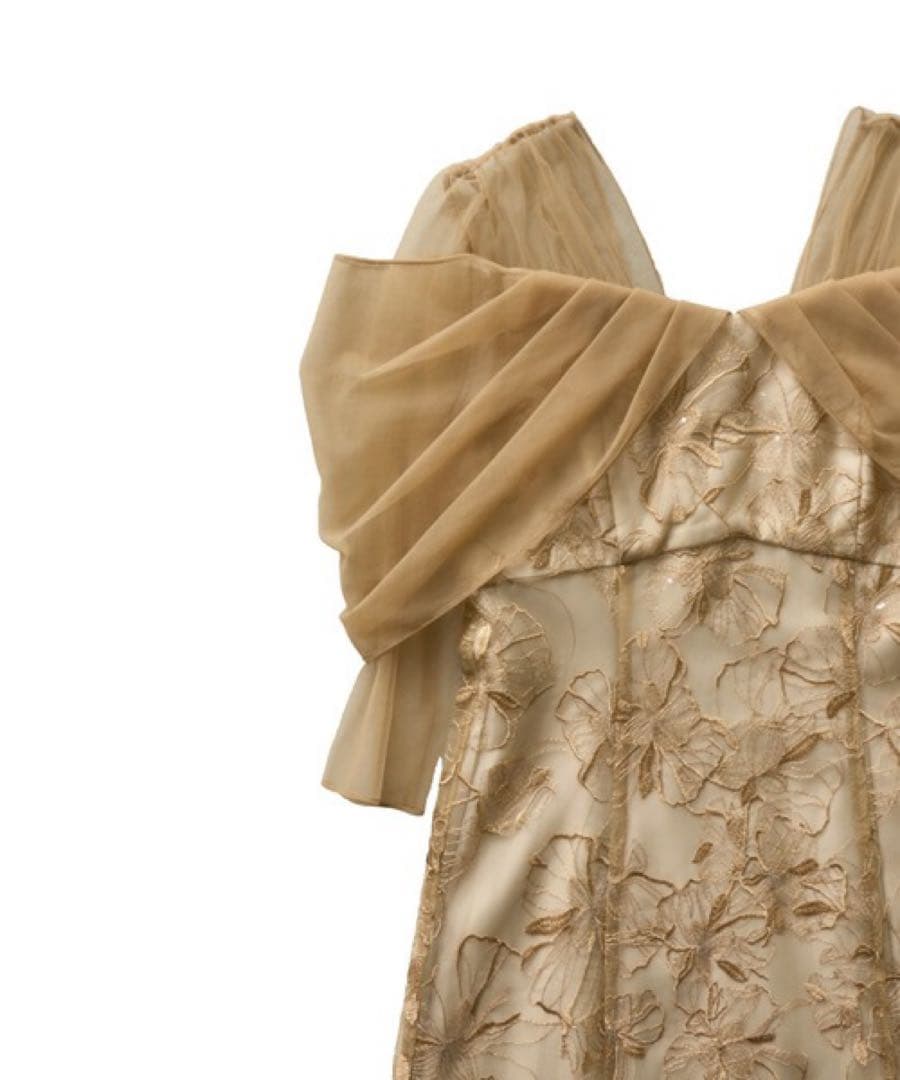 ANDRESD チュールドレープスパンコールドレス 新品 Lサイズ イエロー