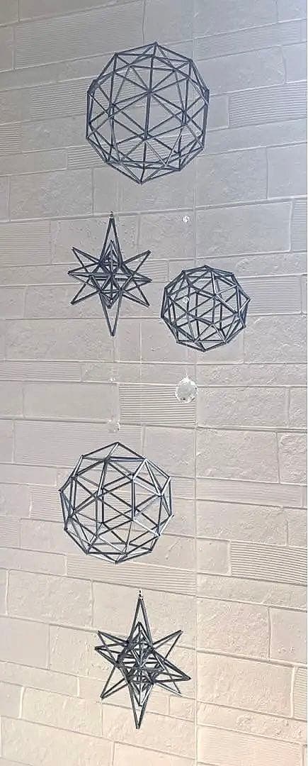 大型ヒンメリ✳︎シルバー ✳︎バブルズ＆シャインスター✳︎ダブルサンキャッチャー