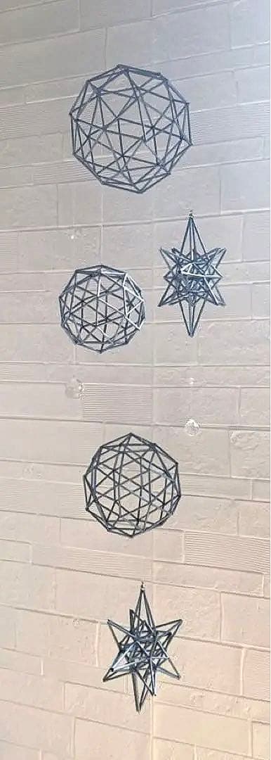 大型ヒンメリ✳︎シルバー ✳︎バブルズ＆シャインスター✳︎ダブルサンキャッチャー