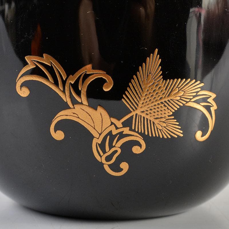 いずも渡辺松悦作　松唐草蒔絵　大棗　堀内宗完(兼中斎)極め箱　DR7197