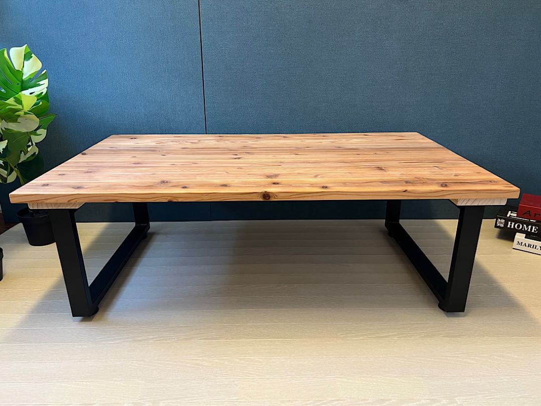 【送料無料】 ローテーブル 長方形 120cm 70cm 杉 アイアン ロ型脚