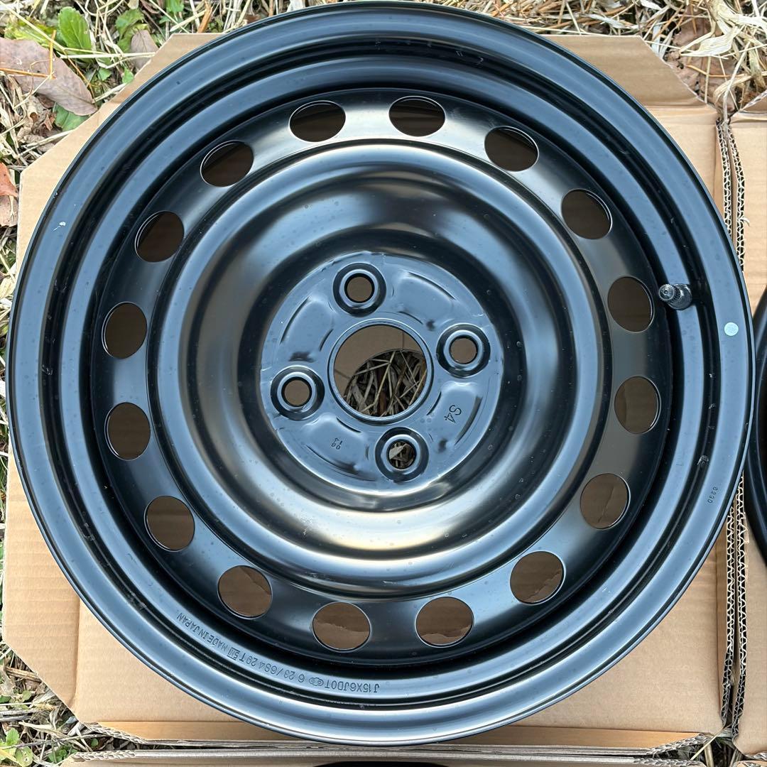 新車外し 15インチ 6J ハブ径54mm スチールホイール 4個セット