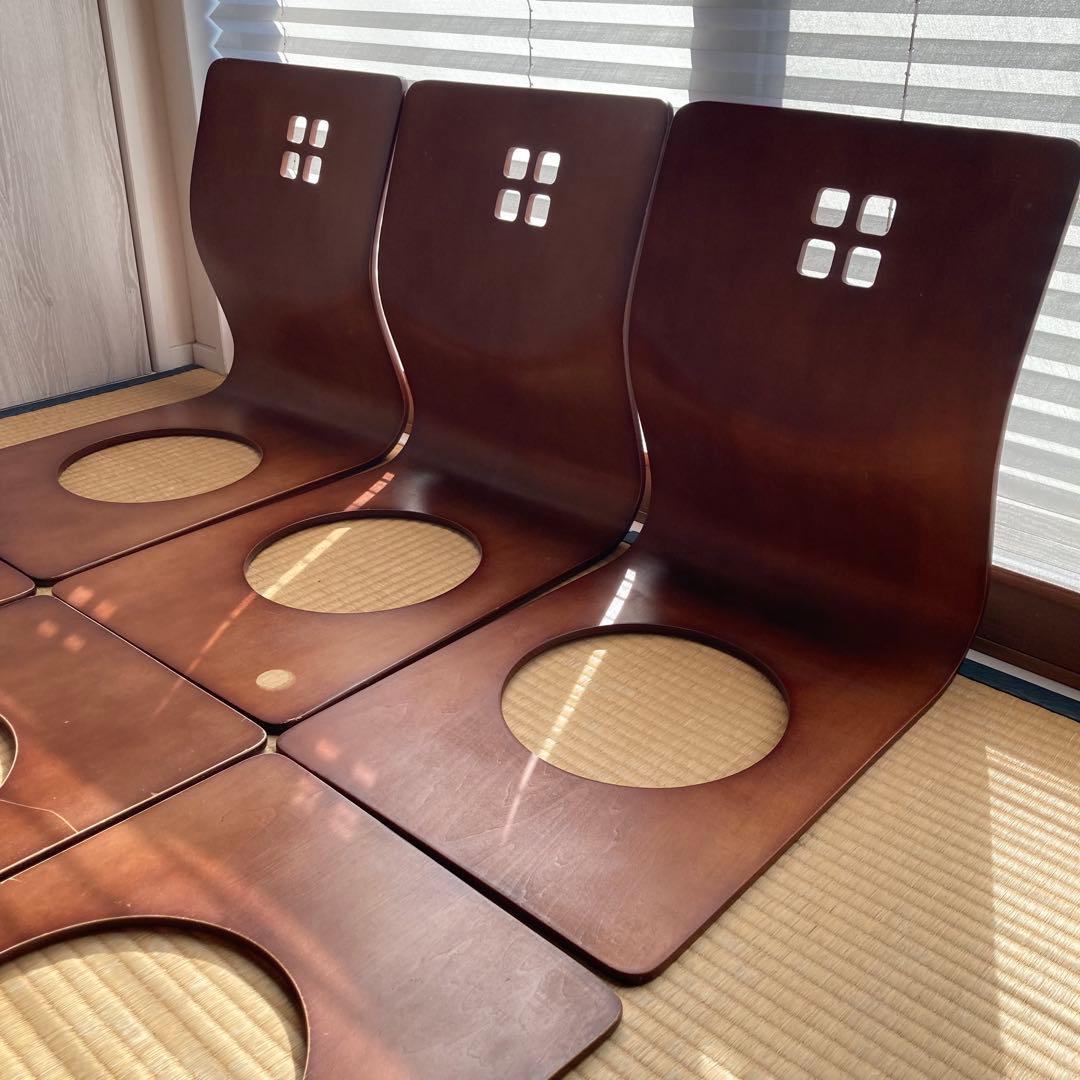 【6脚まとめ売り】 木製座椅子 曲げ座椅子 和座椅子 旅館座椅子　古民家