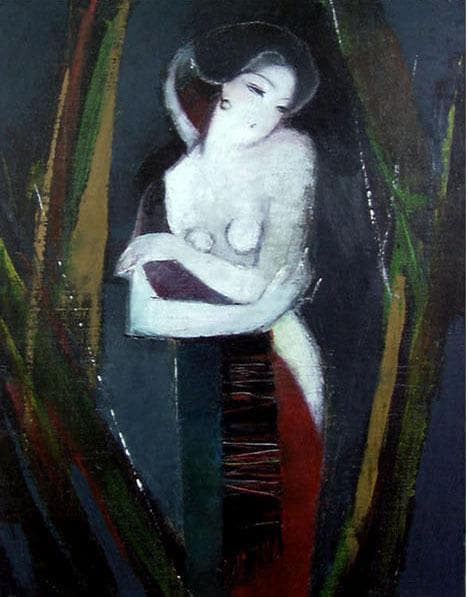 油絵 菅家令子 絵 絵画 インテリア 額付(白) F6-82023 人物 女性像