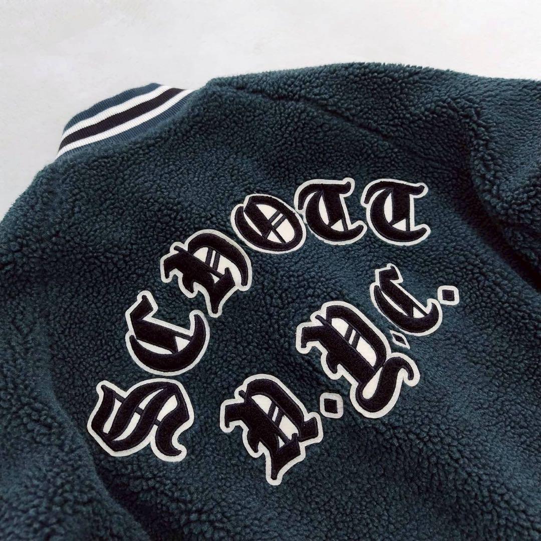 美品 schott ショット スタジャン ジャケット ボア グリーン系カラー