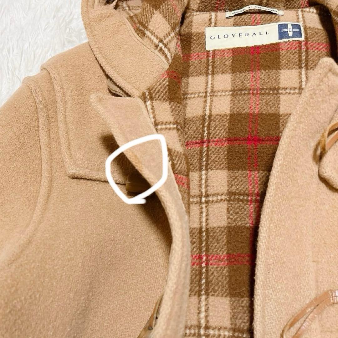 グローバーオール ダッフルコート 英国製 チェック ウール ベージュ US40