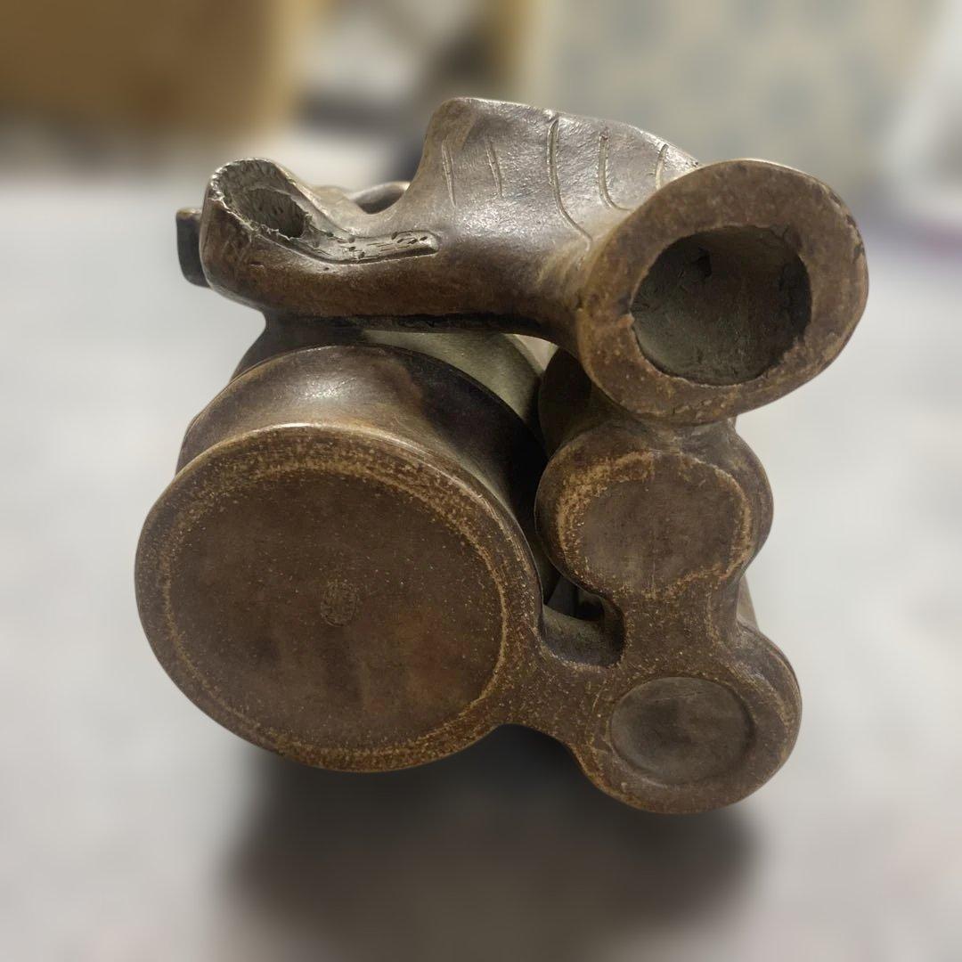 花瓶　置物　中国美術　竹形朱泥　紫砂　アンティーク