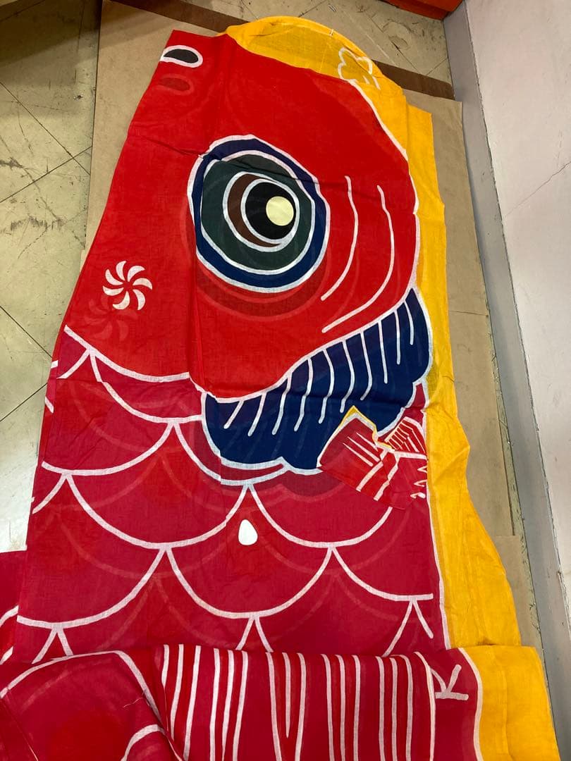 希少　太郎鯉 木綿 鯉のぼり 赤/黄 6m　新品未使用 昭和レトロ#1