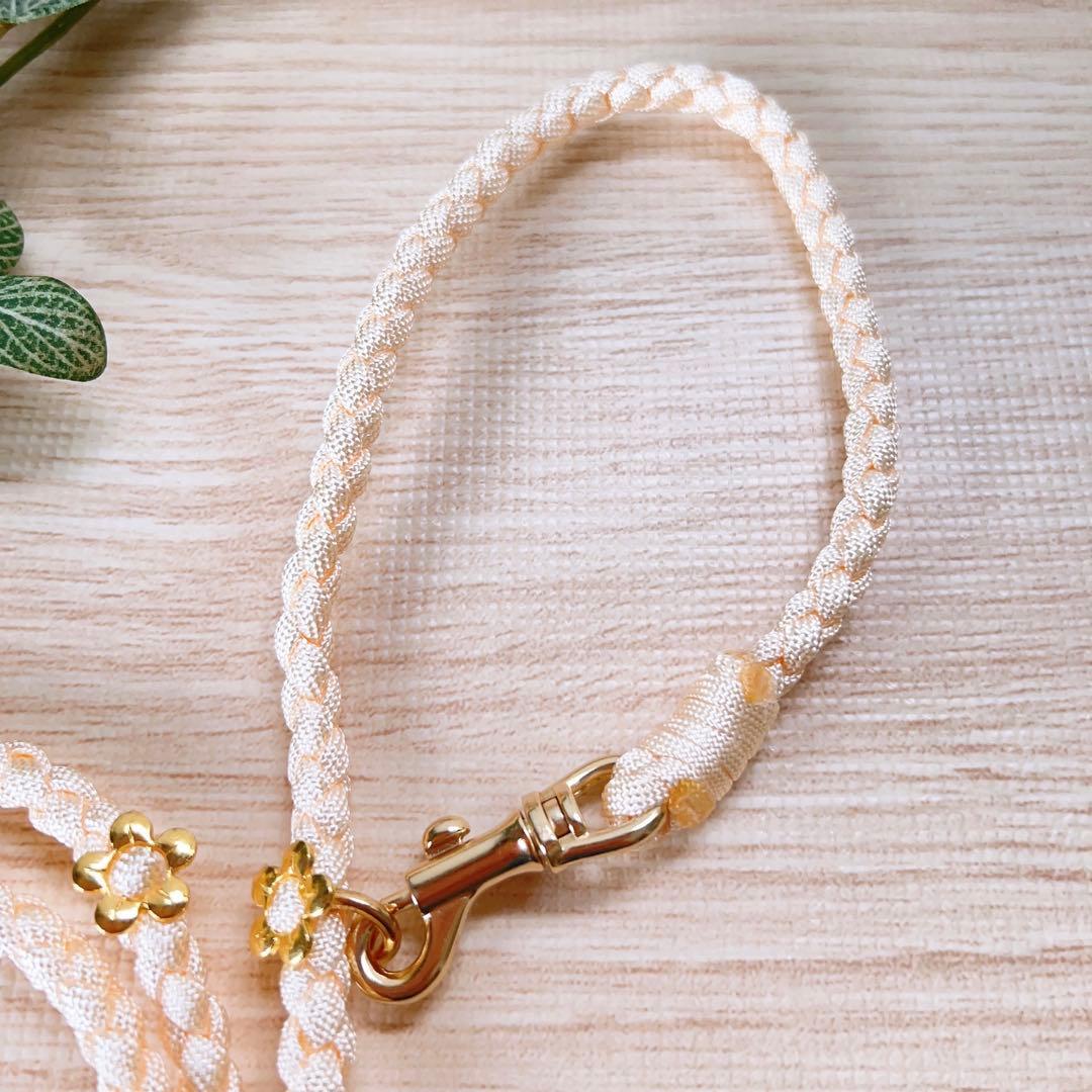 パラコードリード　カフェリード　ゴールド金具&ゴールドメタルフラワーNo.134