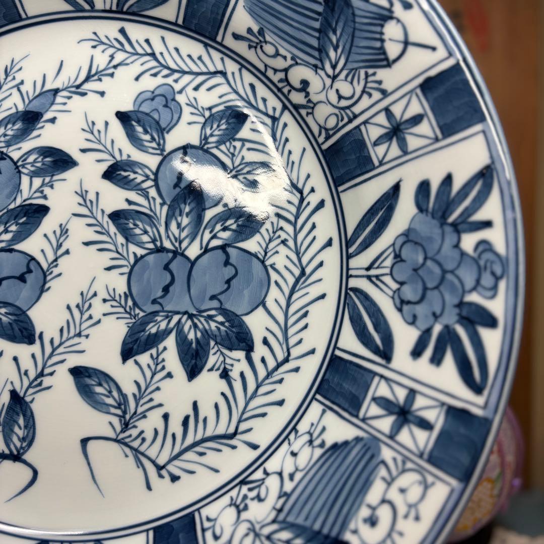 源右衛門　染付芙蓉手　大皿　木箱入り　深皿　未使用品