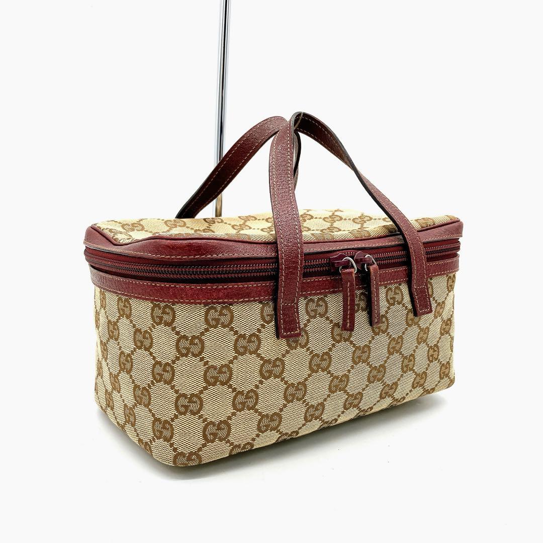 美品【GUCCI】バニティバッグ　GGキャンバス ベージュ　ハンドバッグ