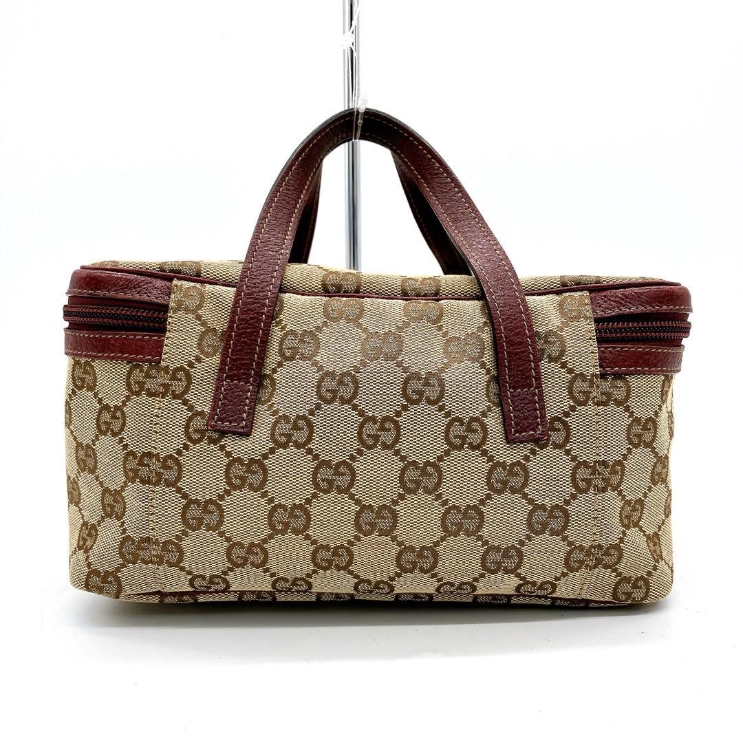 美品【GUCCI】バニティバッグ　GGキャンバス ベージュ　ハンドバッグ