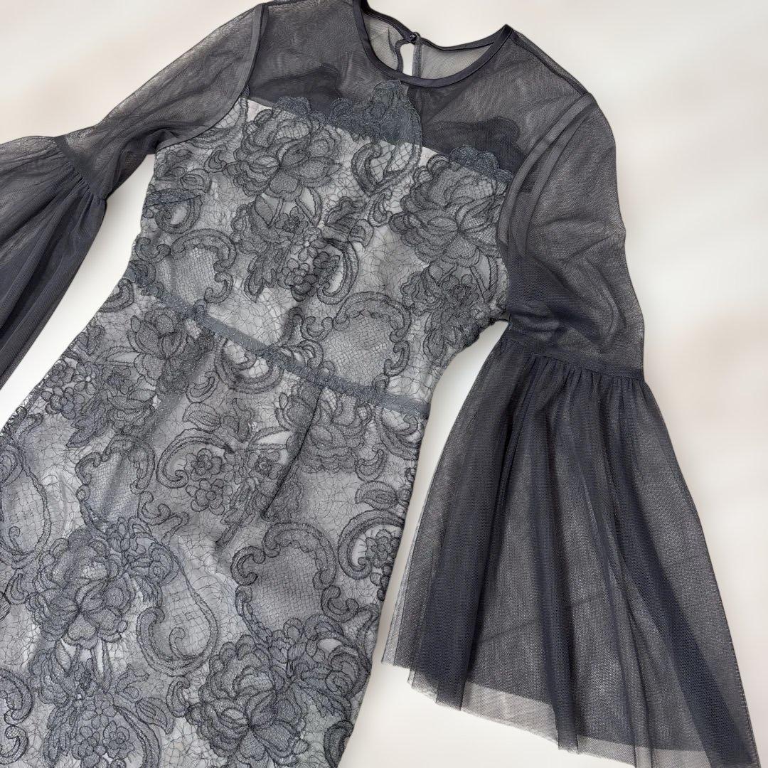 ほぼ新品❤️ Leja 異素材シアー刺繍レース プリーツ Iラインスカート S