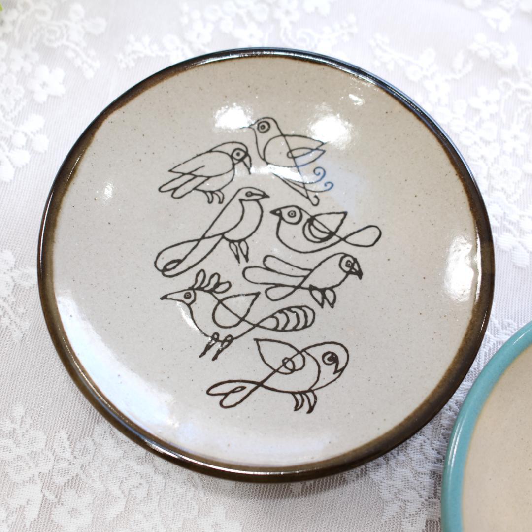 【未使用】ひゃっかいめのとり 益子の絵皿大２枚セット