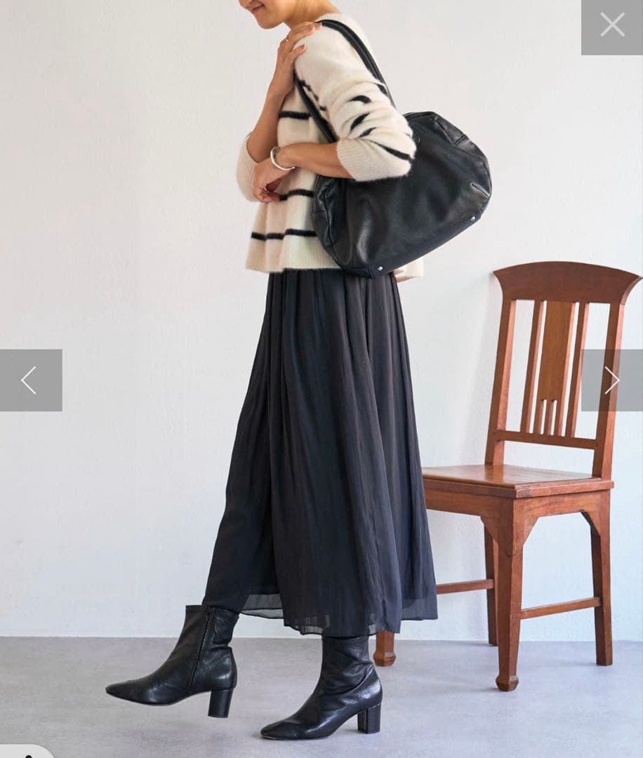 【新品】ビアズリー シワシフォンギャザーパンツ ブラック 黒