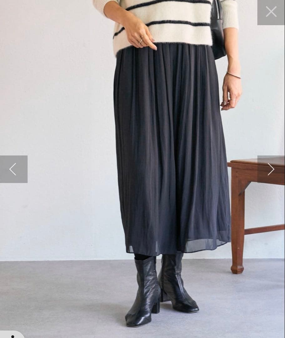 【新品】ビアズリー シワシフォンギャザーパンツ ブラック 黒