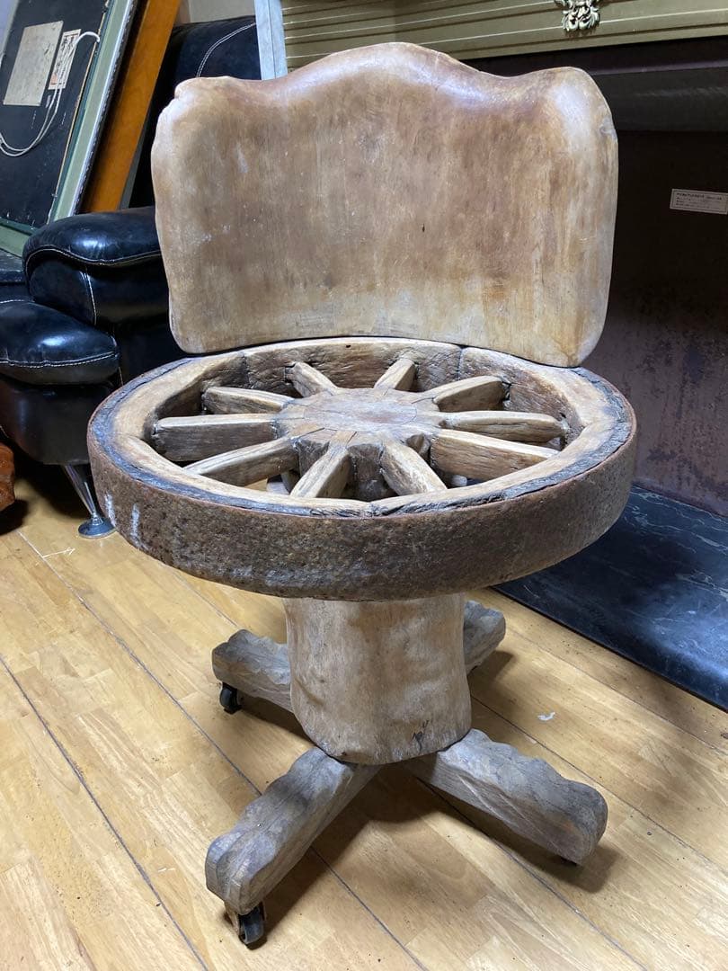 車輪型 椅子 チェア 木製 No.4