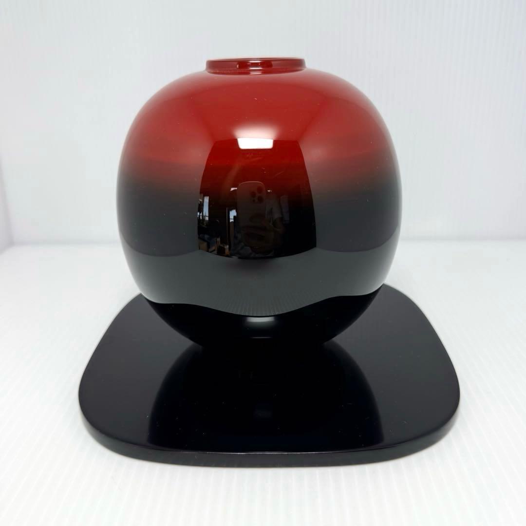 新品未使用 輪島塗 漆 球形 花器 花瓶 赤黒 漆 漆器 伝統工芸 共箱 説明書