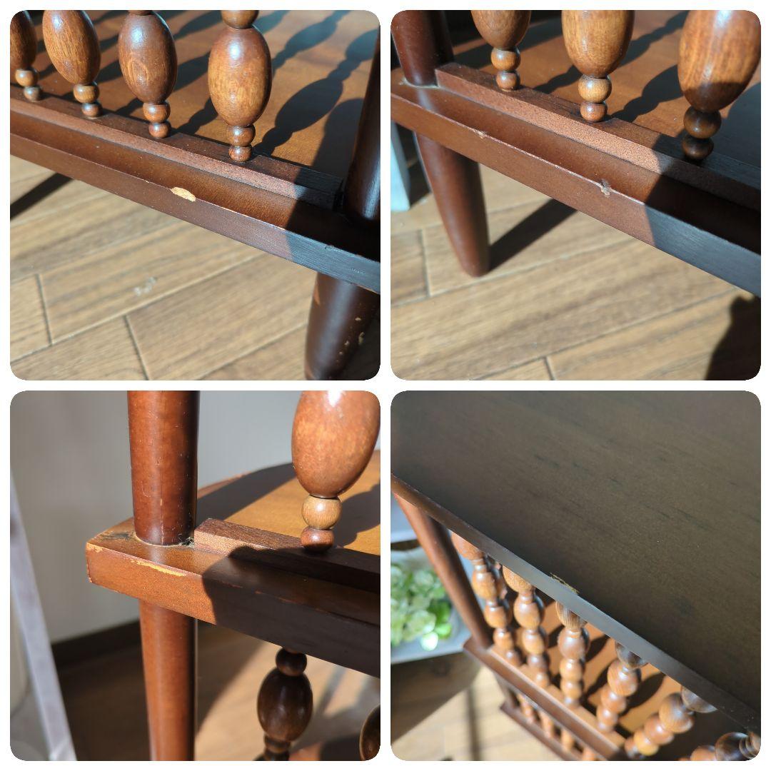 アンティーク　木製　コーナーラック 3段 昭和レトロ　三角コーナー　　飾り棚