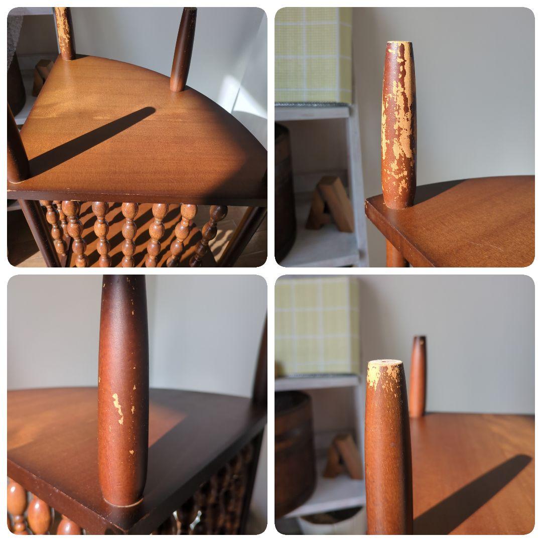 アンティーク　木製　コーナーラック 3段 昭和レトロ　三角コーナー　　飾り棚