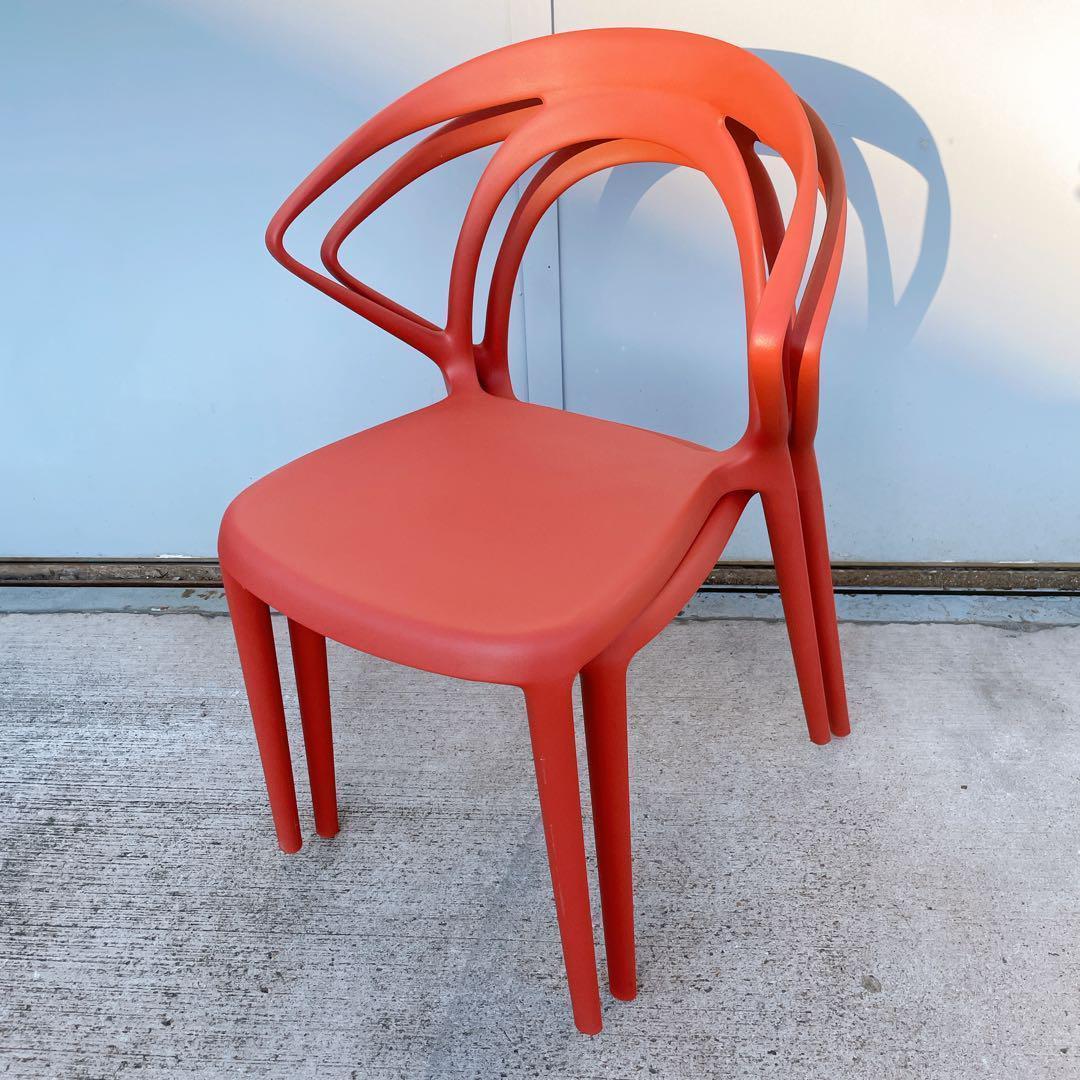 【訳あり未使用品】CHERRY エルパソ ダイニングチェア レッド 2脚セット②