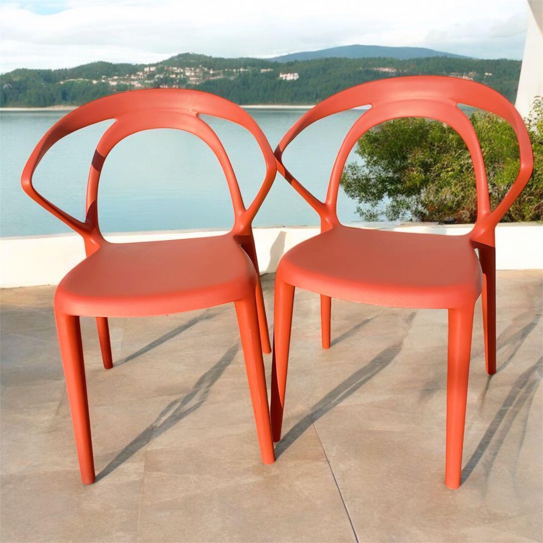 【訳あり未使用品】CHERRY エルパソ ダイニングチェア レッド 2脚セット②