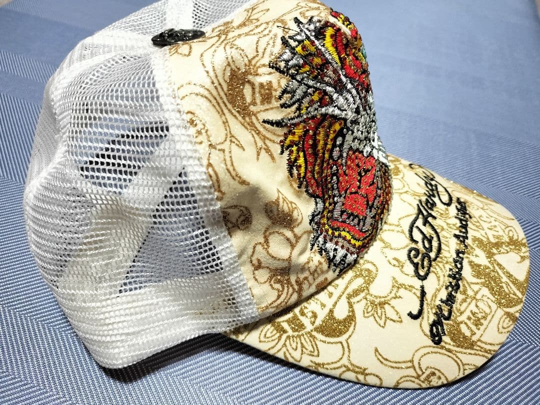 未使用に近い Ed Hardy エドハーディー タイガー刺繍キャップ