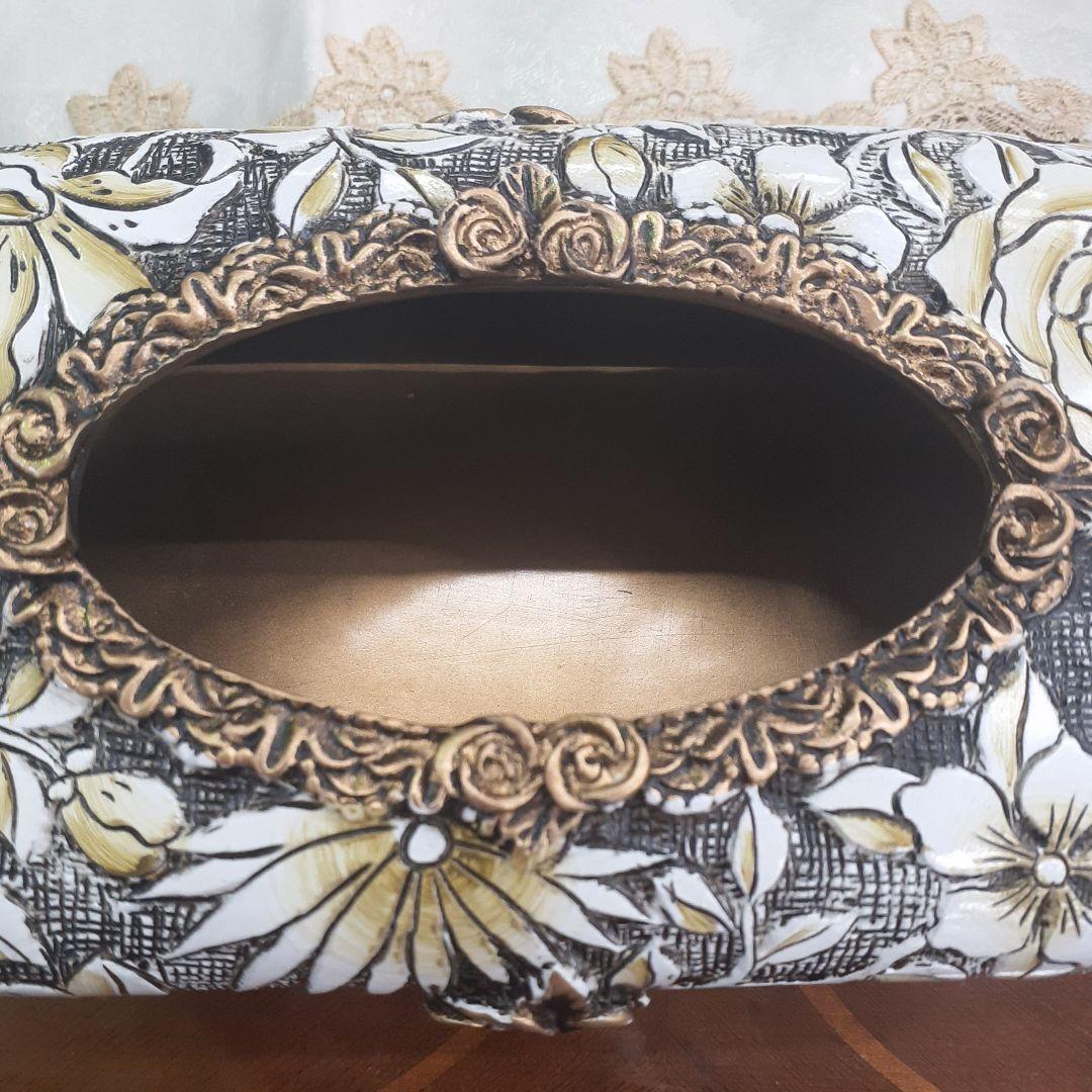 輸入雑貨　薔薇模様　陶器　インテリア　高級　シノワズリ　ティッシュケース