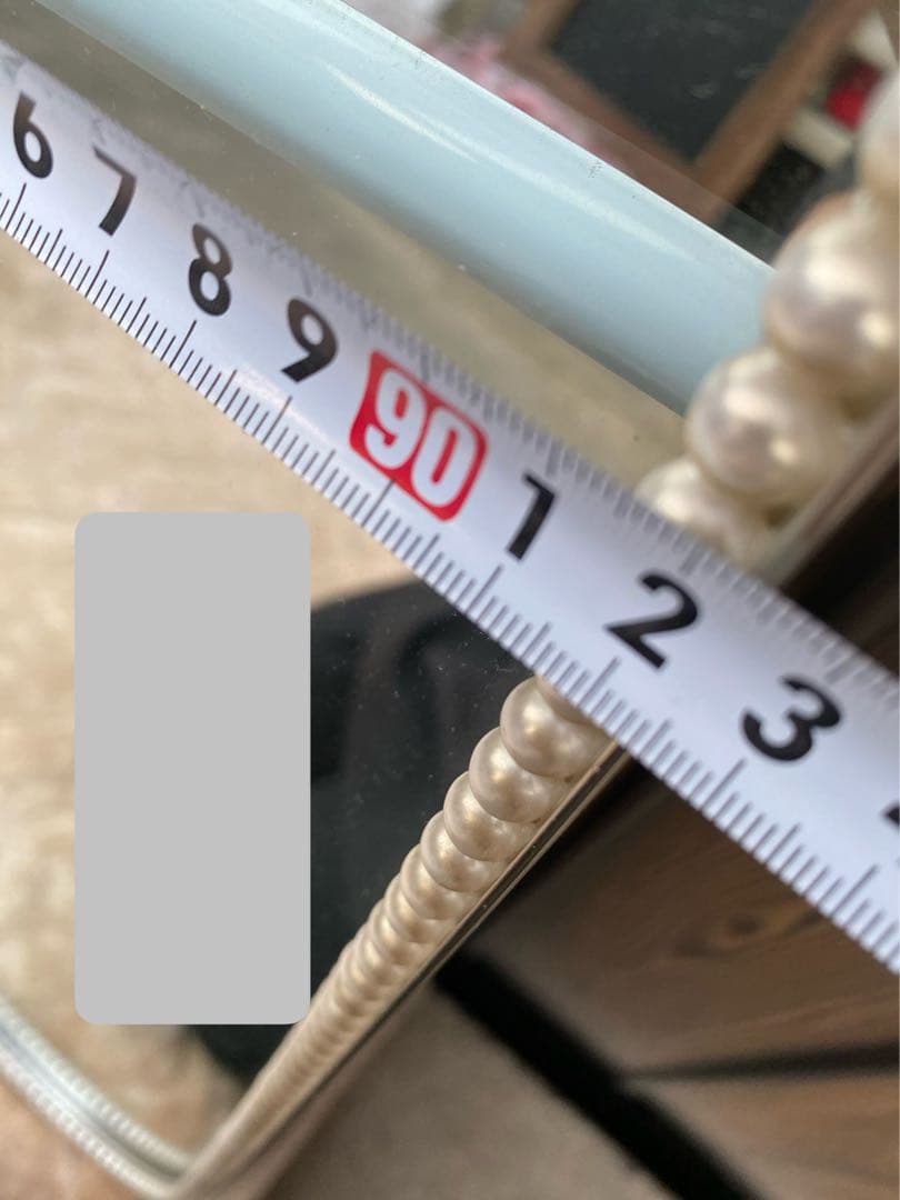 パール付壁掛けミラー　アンティーク　ヴィンテージ　ショップ　サロン　美容室　鏡