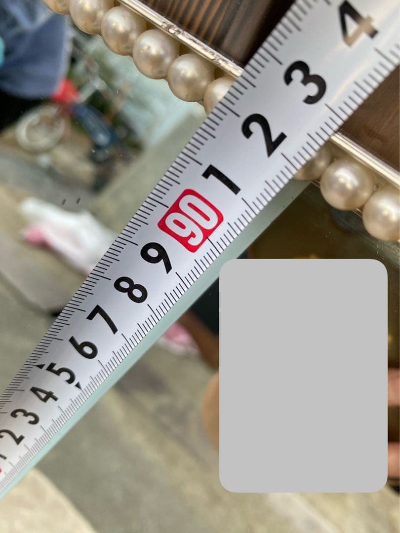 パール付壁掛けミラー　アンティーク　ヴィンテージ　ショップ　サロン　美容室　鏡