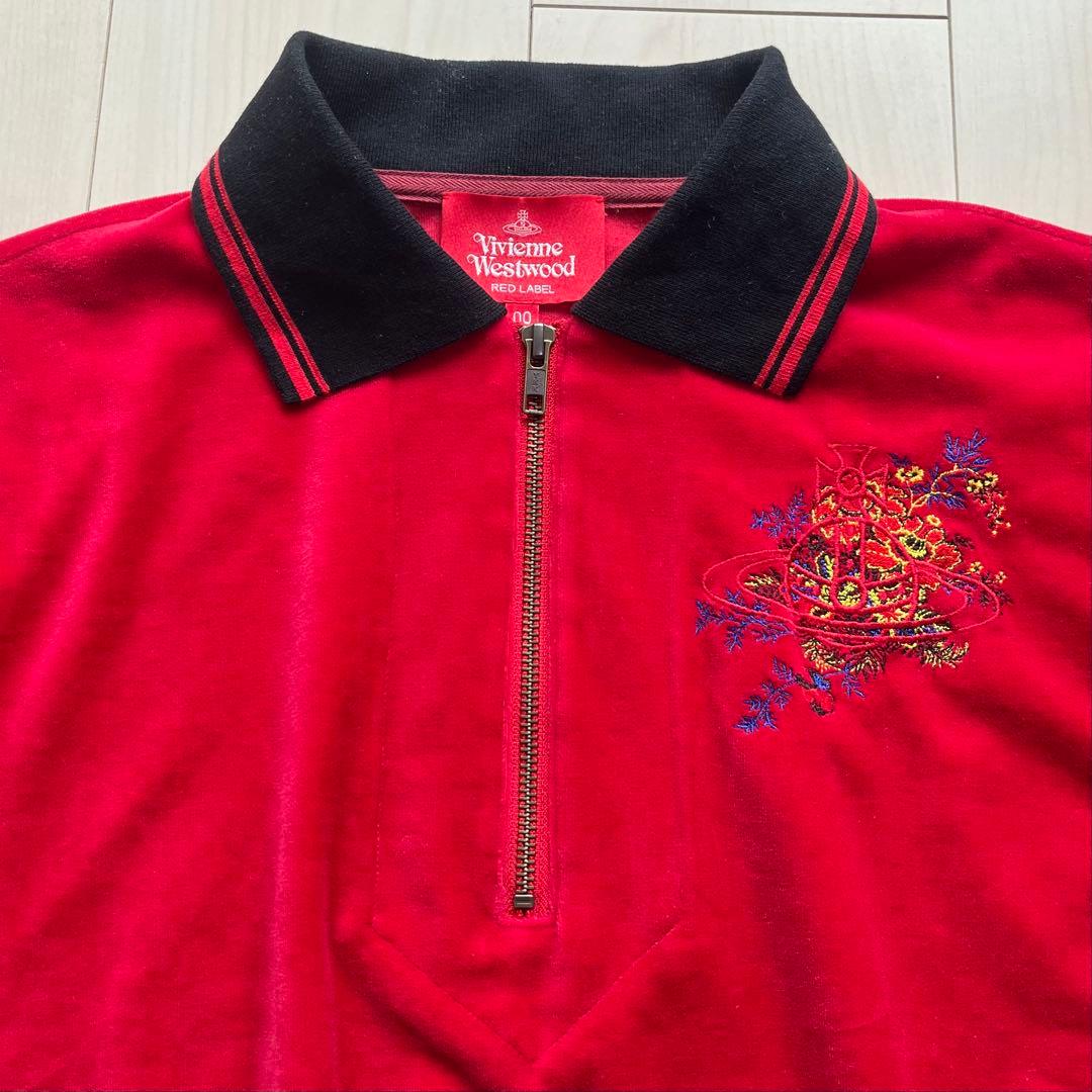 ヴィヴィアンウエストウッドレッドレーベル ベロア ハーフジップ トップス