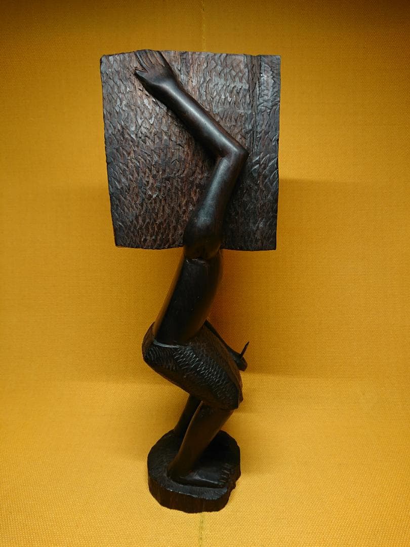 ビンテージ　人形　木彫　黒檀　置物　インテリア　工芸品　美術品　A2587