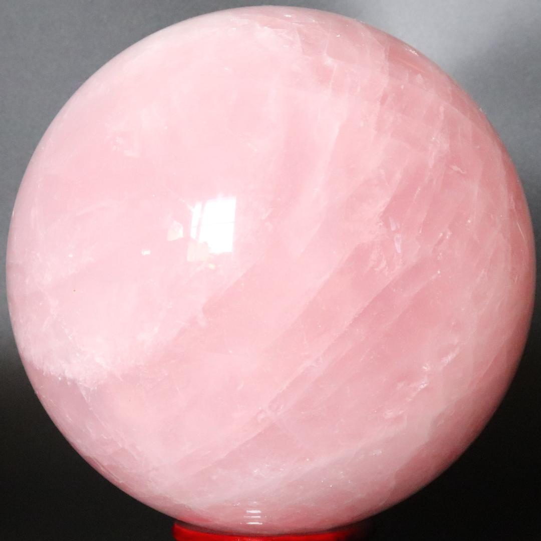 【本物保証】ローズクォーツ 水晶 丸玉 スフィア 3Kg 天然石 台座付