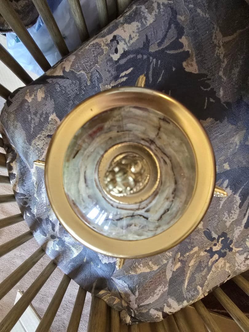 金箔・大理石　REUGE製オルゴール　バレエダンスフィギュア付き大理石装飾品