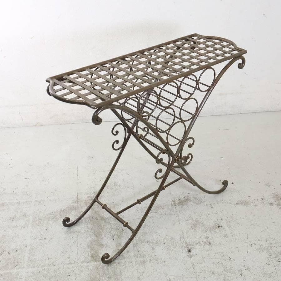 アンティーク調 アイアン サイドテーブル ワインラック ボトルホルダー