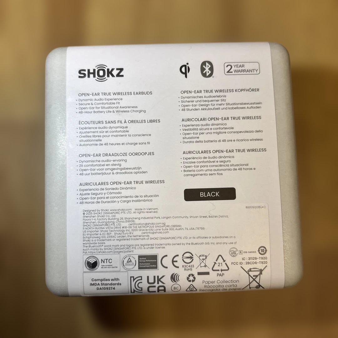 SHOKZ OPENFIT 2+ ワイヤレスイヤフォン ブラック