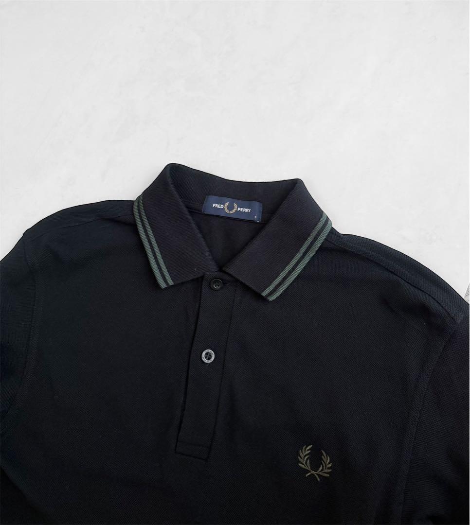 極美品　FRED PERRY 現行モデル　長袖ポロシャツ　ブラック　定価約2万円