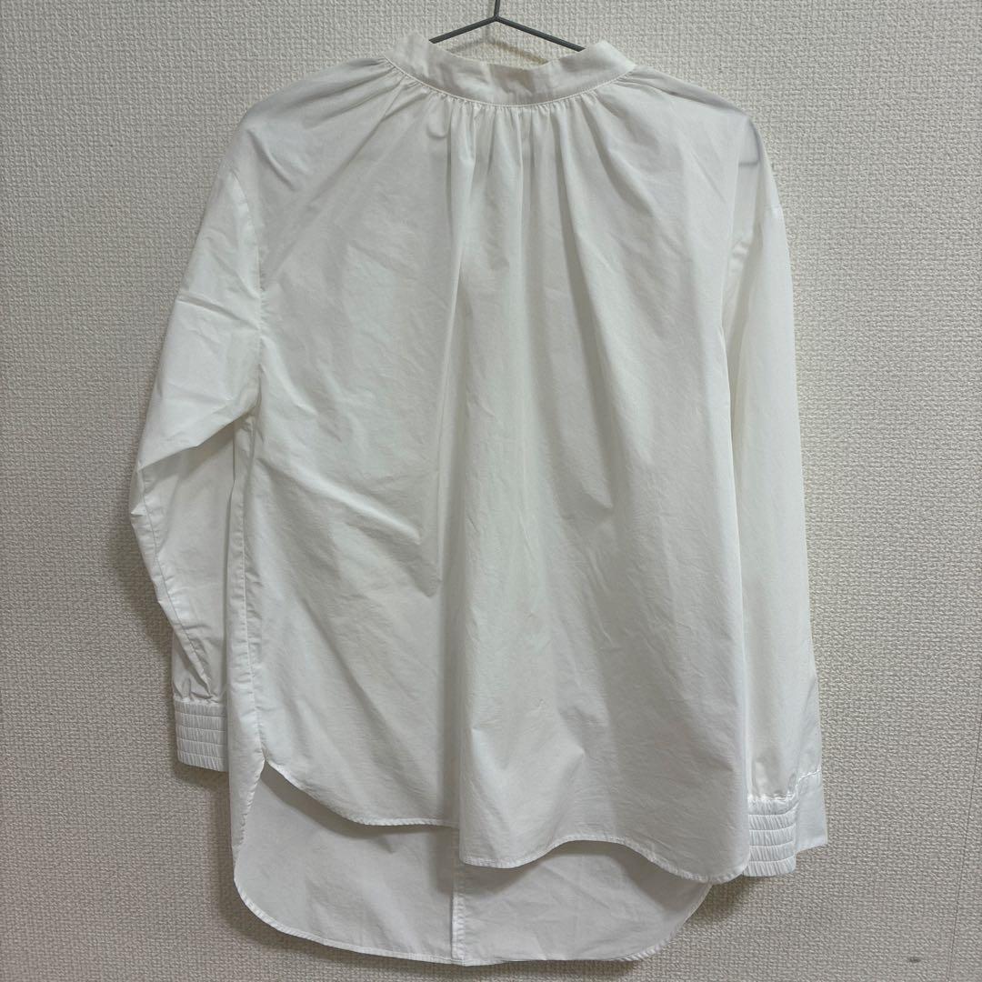 OUR アワーホーム　頼れるギャザーブラウス　ホワイト白
