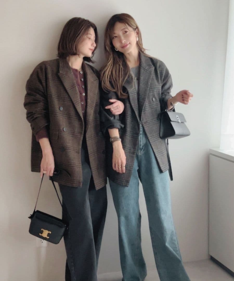 Bonjour Sagan チェックダブルジャケット