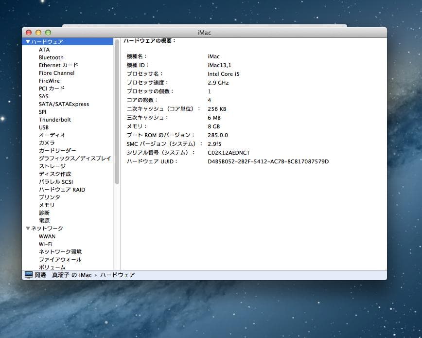 Macデスクトップ iMac 21.5-inch Late 2012  8GB HDD1TB