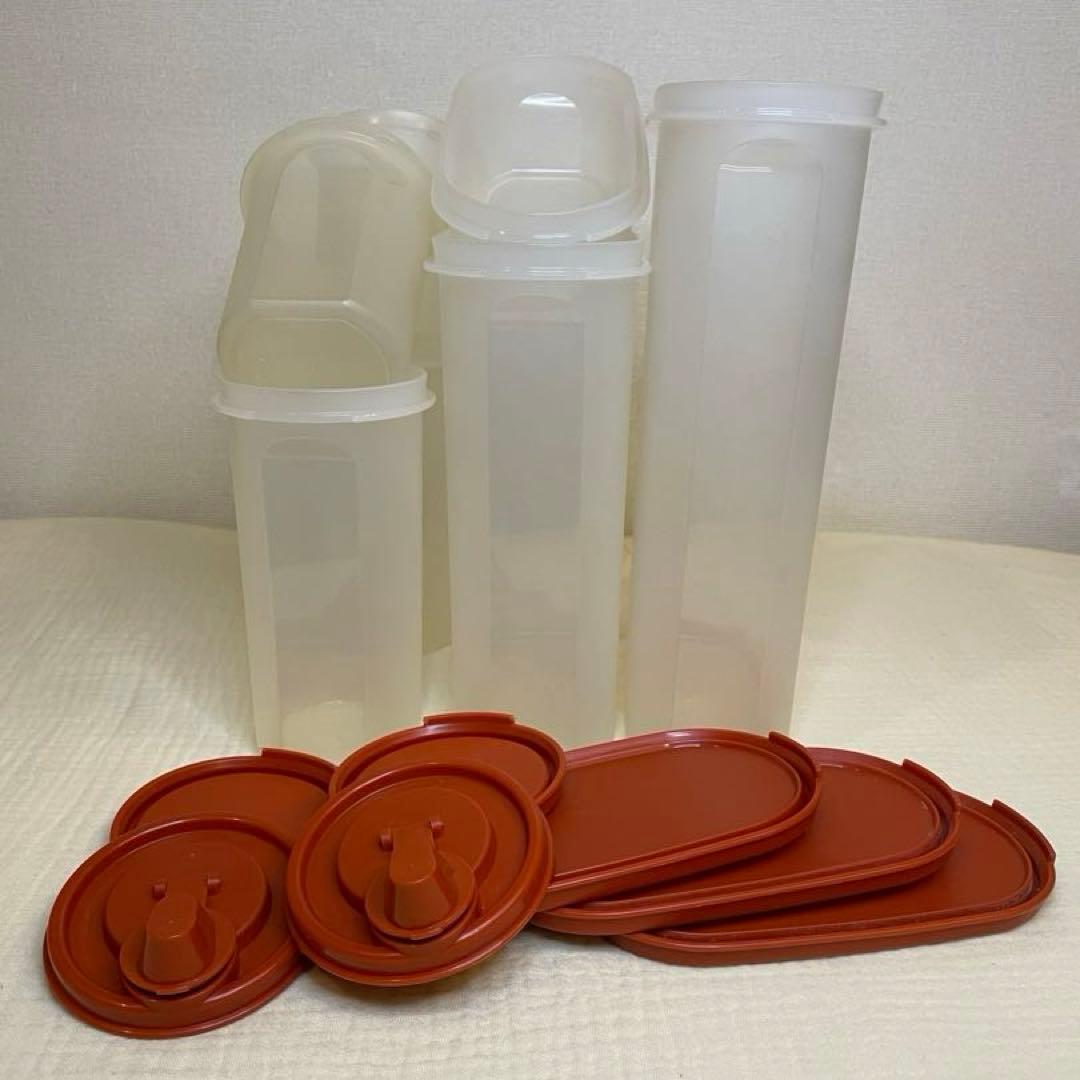 美品 タッパーウェア ＭＭだ円 ディスペンサー７個セット食品保存容器