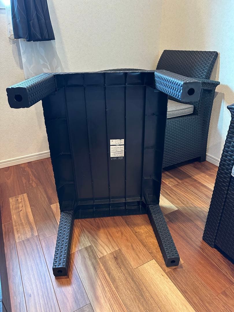 ガーデン テーブル セット ラタン調 3点セット 簡単組立 樹脂製