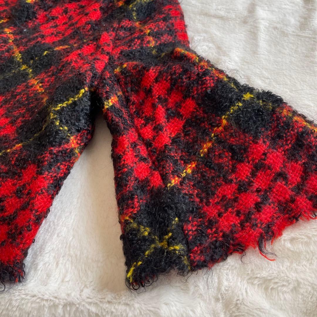 【美品】2002年製トリココムデギャルソン　ポンチョ型モヘヤジャケット　チェック