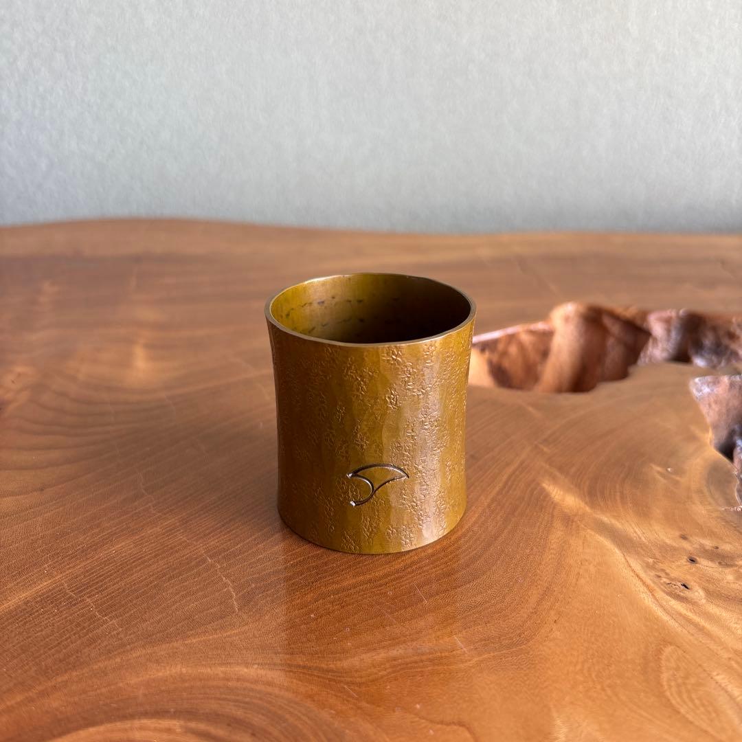 黄銅手打蓋置 竹影堂造 茶道具 共箱