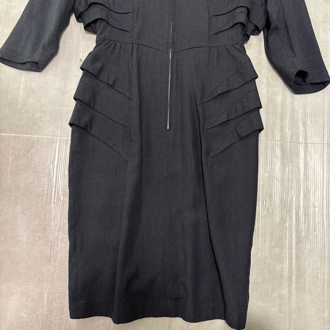 希少／Thierry Mugler／リネン混合／裏地キュプラ／日本製／黒／M