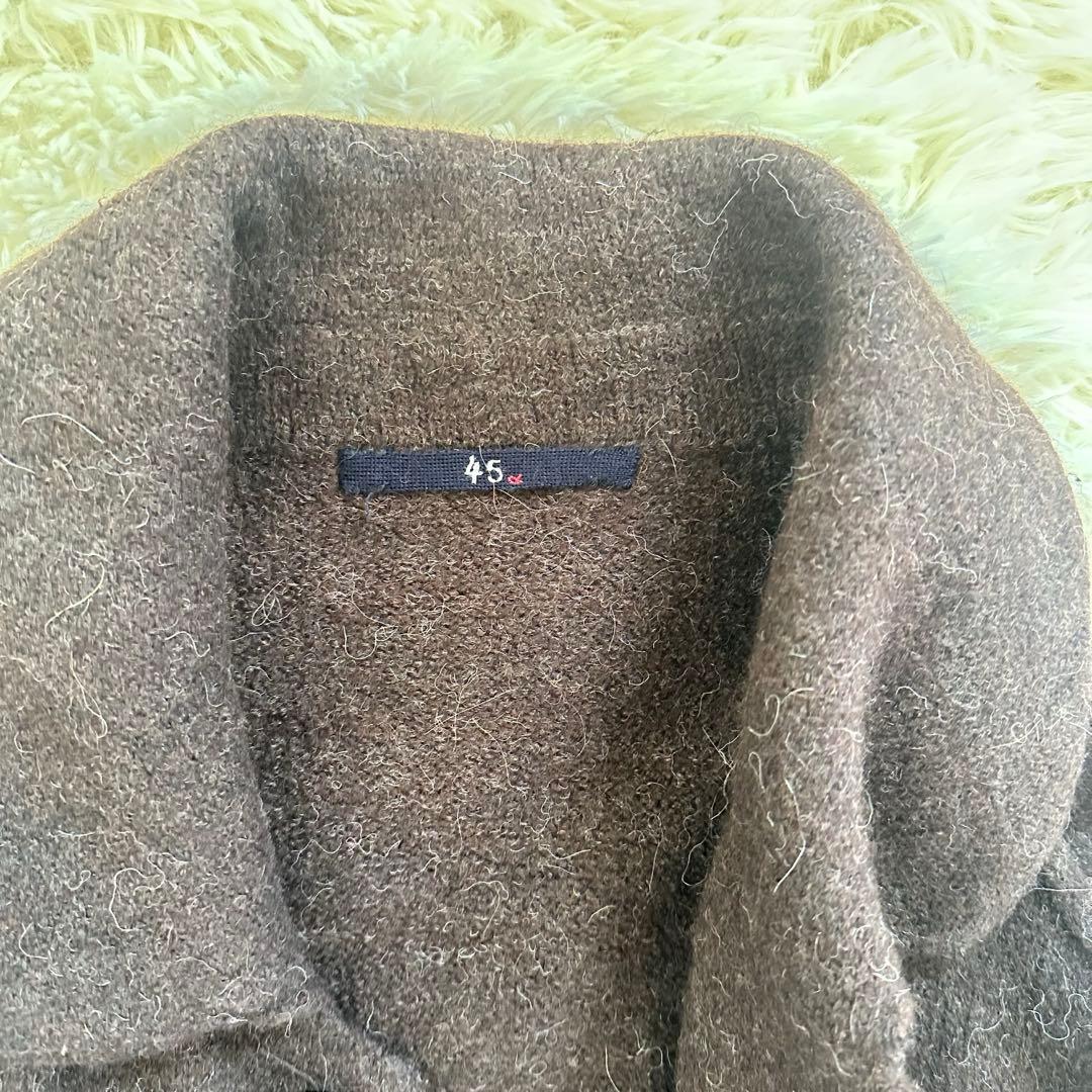 【美品】45R 45rpm アルパカ ウール縮絨ステンカラーロングコート